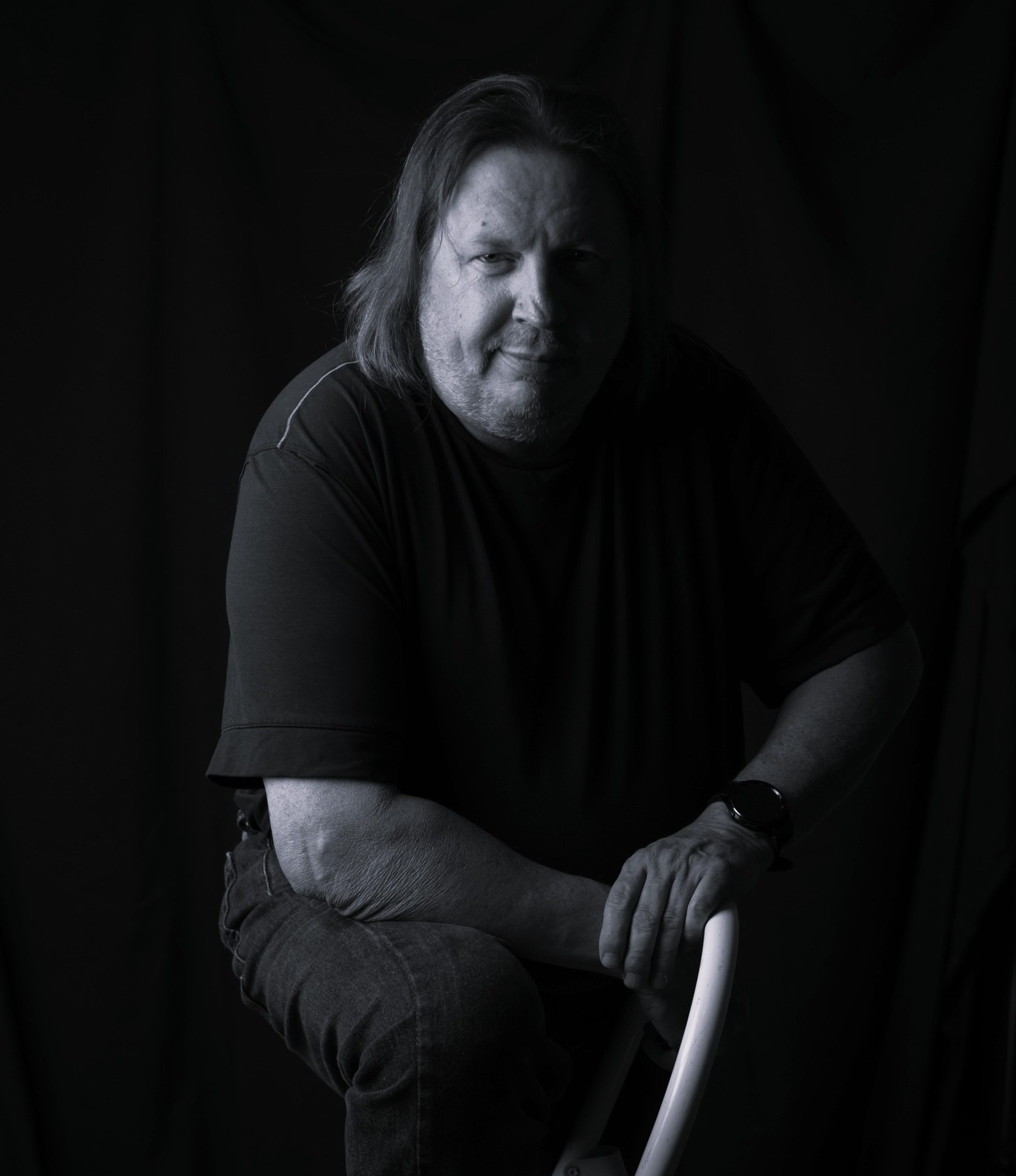 Black and white portrait of Donny, photographer at SouthBank Photography