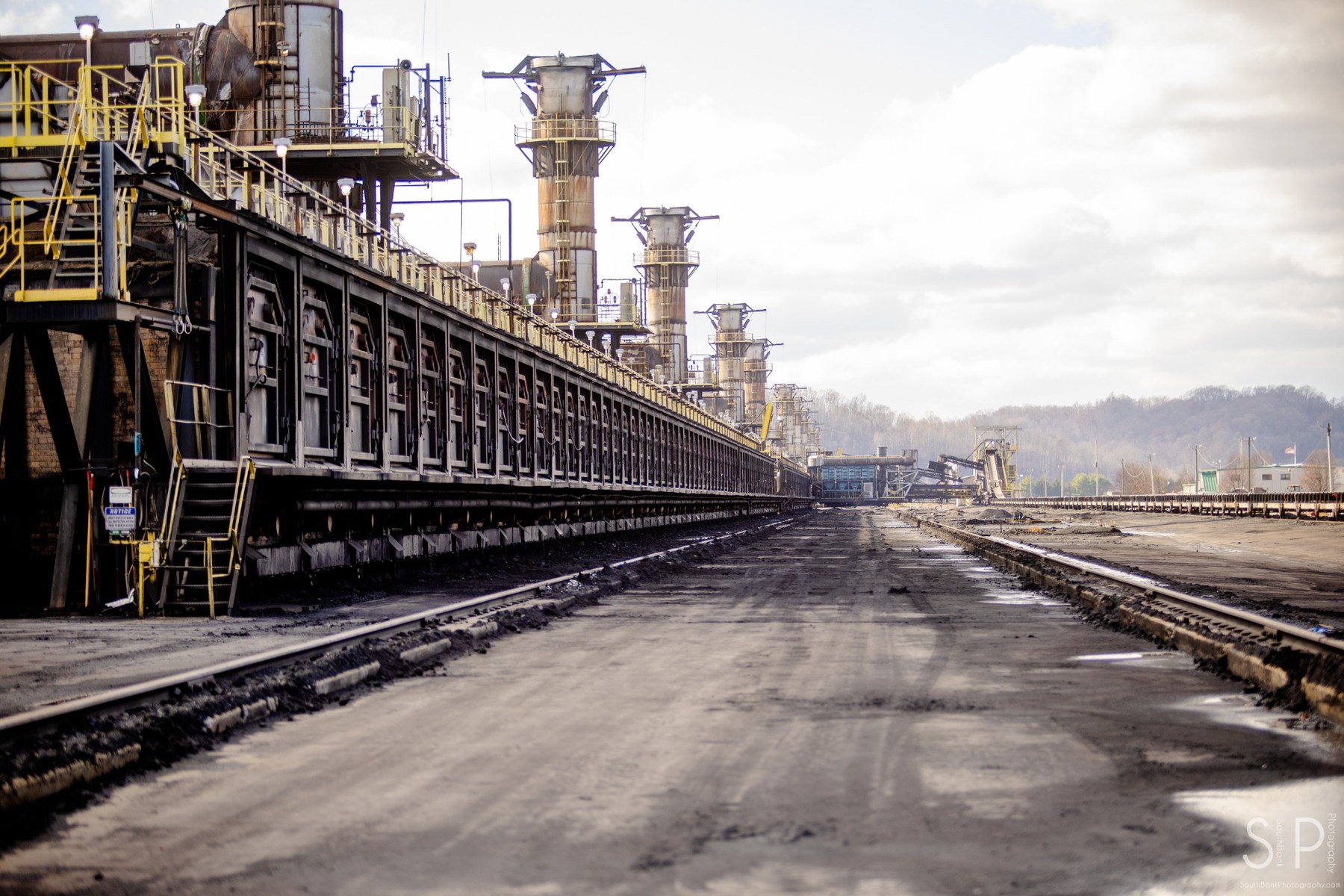 Industrial coke oven facility and rail lines